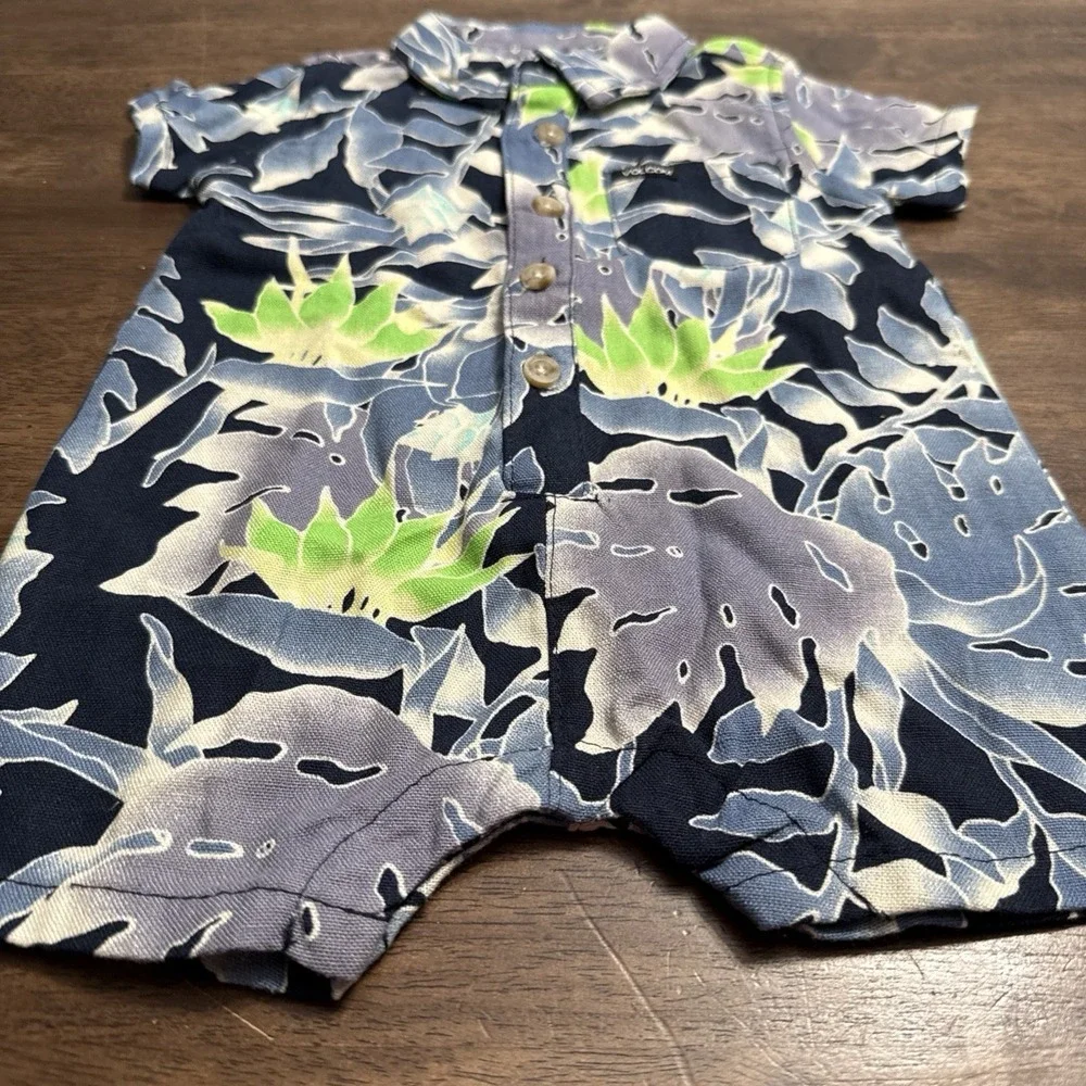 Volcom Infant Boy Floral Short Sleeve Romper SZ 3-6 Month Baby One Piece NWOT